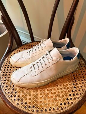Common Projects Achilles Low White Blue Leather Sneakers EU 40 / US 10